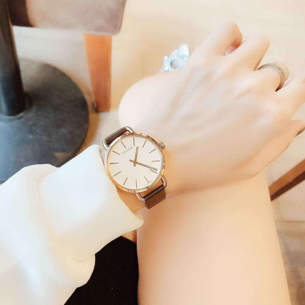 Calvin Klein Even White Dial Brown Leather Strap Watch for Women - K7B236G6 Buy Now By Calvin Klein