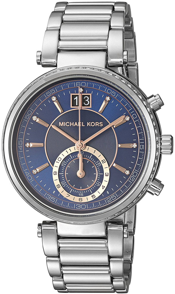 Michael Kors Sawyer Navy Blue Dial Silver Steel Strap Watch for Women - MK6224 Buy Now By Michael Kors