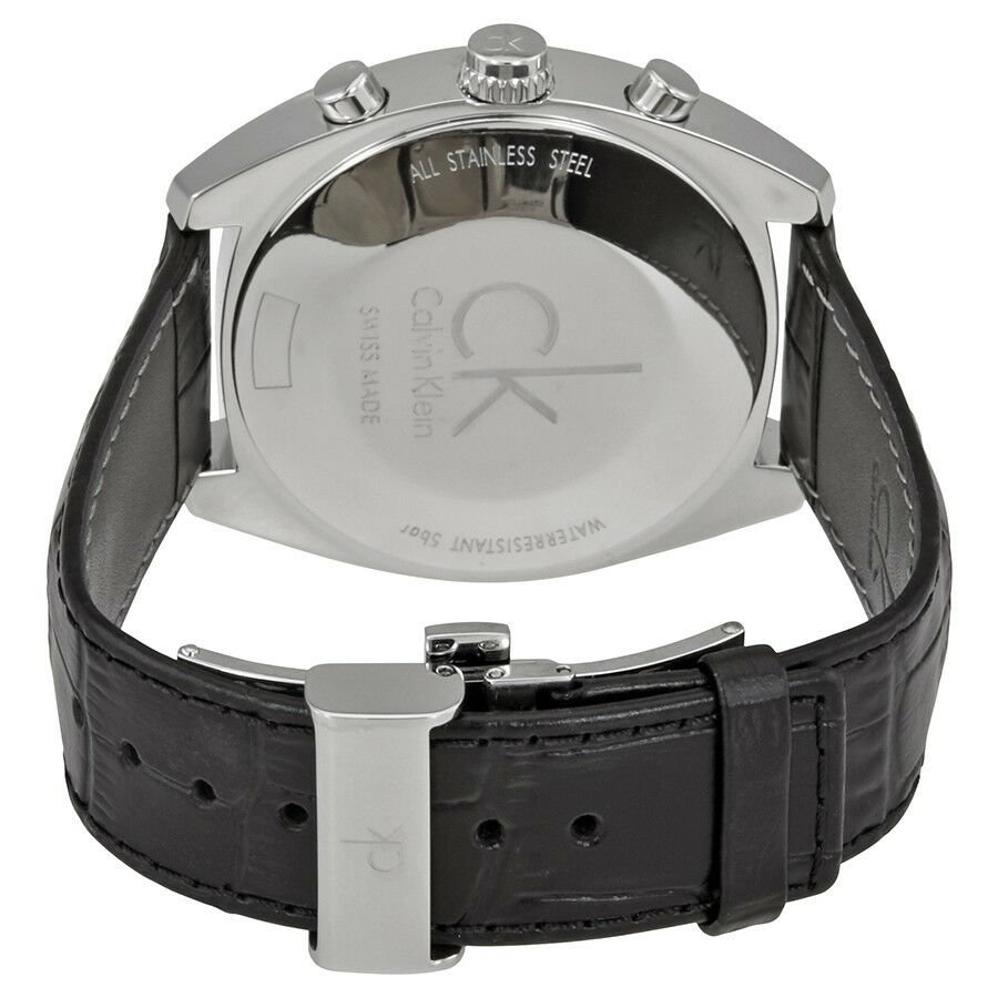 Calvin Klein Masculine Chronograph White Dial Black Leather Strap Watch for Men - K2H27120 Buy Now By Calvin Klein