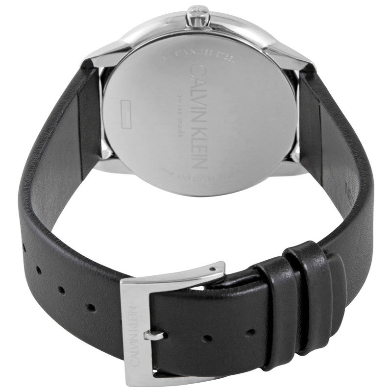 Calvin Klein Minimal Diamonds Black Dial Black Leather Strap Watch for Men - K3M211CS Buy Now By Calvin Klein