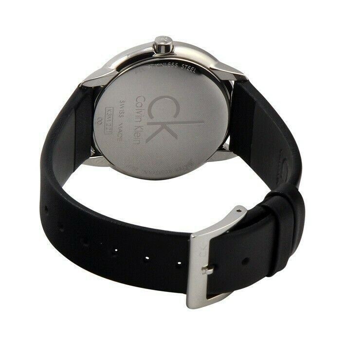 Calvin Klein Minimal Grey Dial Black Leather Strap Watch for Men - K3M221C4 Buy Now By Calvin Klein