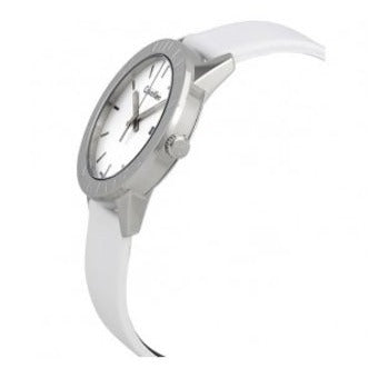 Calvin Klein Steady Silver Dial White Leather Strap Watch for Women - K7Q211L6 Buy Now By Calvin Klein