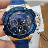 Guess Genesis Quartz Blue Dial Blue Silicone Strap Watch For Men - W1254G3 Buy Now By Guess