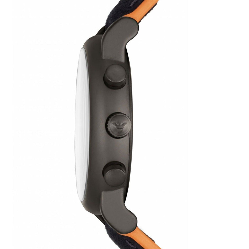 Emporio Armani Chronograph Quartz Grey Dial Black Leather Strap Watch For Men - AR11174 Buy Now By Emporio Armani