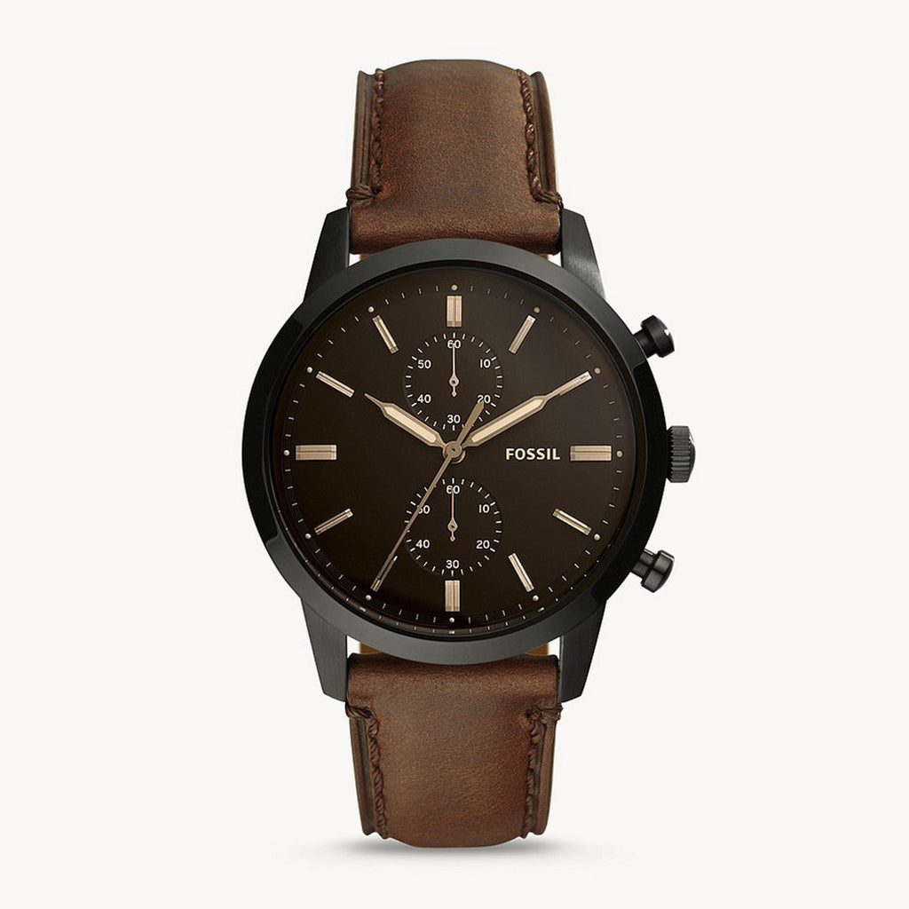 Fossil Townsman Chronograph Black Dial Brown Leather Strap Watch for Men - FS5437 Buy Now By Fossil