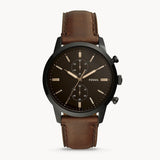 Fossil Townsman Chronograph Black Dial Brown Leather Strap Watch for Men - FS5437 Buy Now By Fossil
