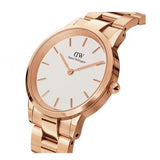 Daniel Wellington Iconic Link White Dial Rose Gold Steel Strap Watch For Women - DW00100211 Buy Now By Daniel Wellington