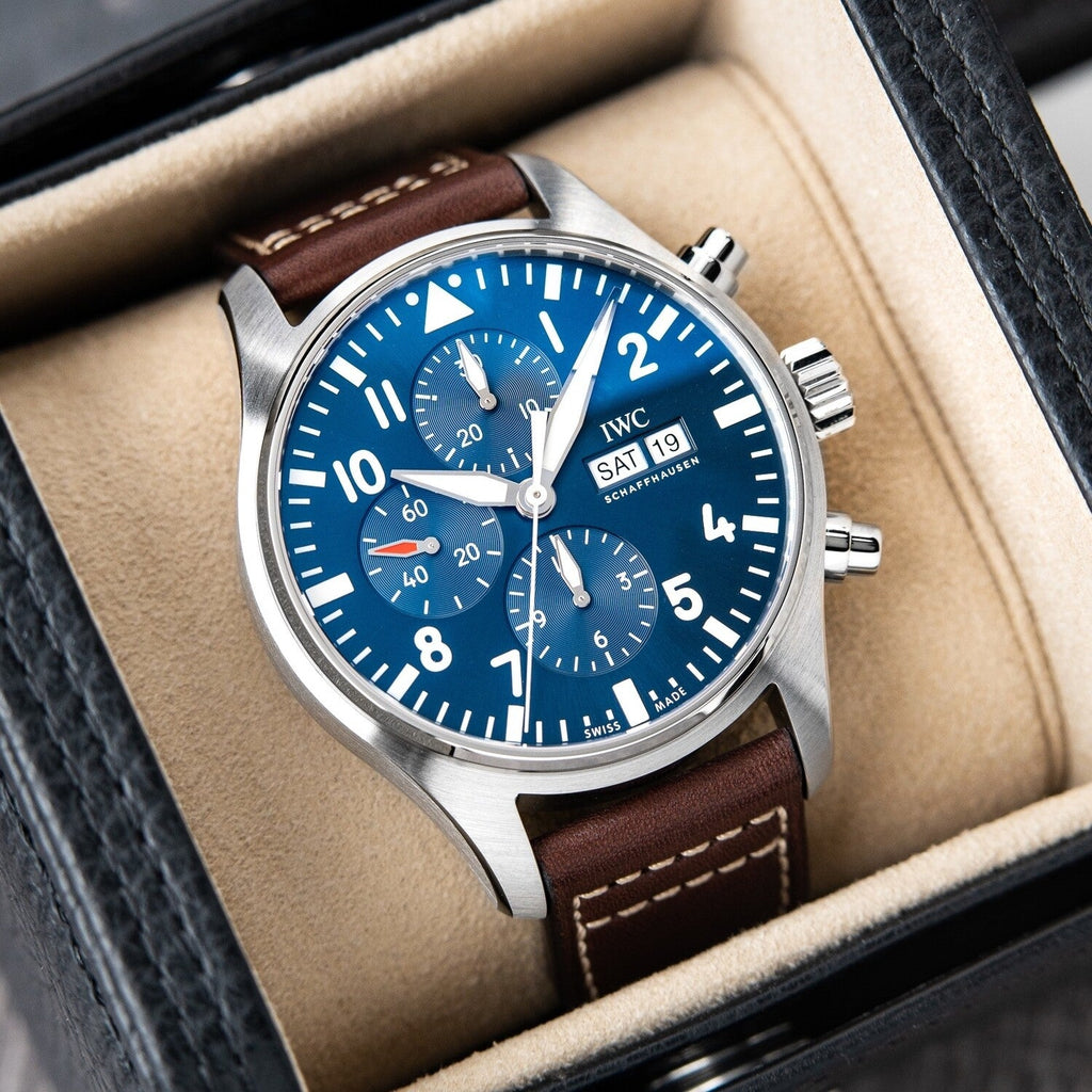 IWC Pilot’s Watch Chronograph Edition “Le Petit Prince” Blue Dial Brown Leather Strap Watch for Men - IW377714 Buy Now By IWC