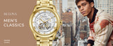 Bulova BVA Skeleton Silver Dial Gold Steel Strap Watch for Men - 97A108 Buy Now By Bulova