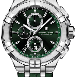 Maurice Lacroix Aikon Chronograph Green Dial Green Rubber Strap Watch for Men - AI1018-SS000-630-5 Buy Now By Maurice Lacroix