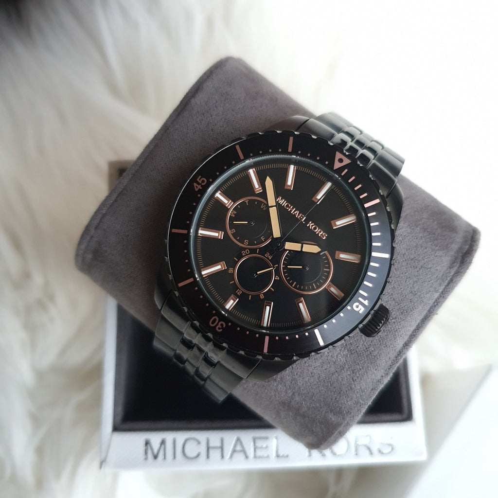 Michael Kors Cunningham Chronograph Black Dial Black Steel Strap Watch For Men - MK7157 Buy Now By Michael Kors
