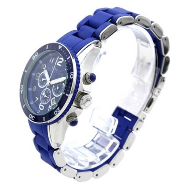 Marc Jacobs Rock Chronograph Blue Dial Blue Silicone Strap Watch for Women - MBM2548 Buy Now By Marc Jacobs