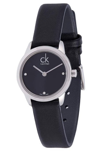 Calvin Klein Minimal Black Dial Black Leather Strap Watch for Women - K3M231C4 Buy Now By Calvin Klein