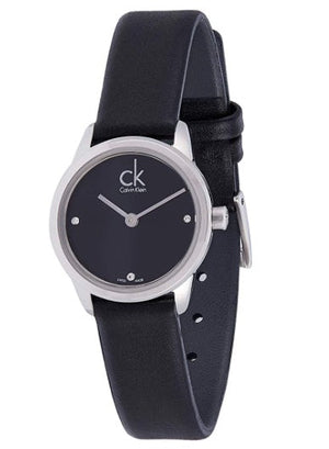Calvin Klein Minimal Black Dial Black Leather Strap Watch for Women - K3M231C4 Buy Now By Calvin Klein