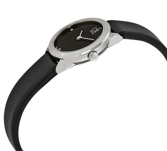 Calvin Klein Minimal Black Dial Black Leather Strap Watch for Women - K3M231CS Buy Now By Calvin Klein
