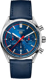 Tag Heuer Carrera Chronograph Blue Dial Blue Leather Strap Watch for Men - CBN201D.FC6543 Buy Now By Tag Heuer