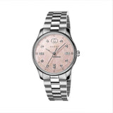 Gucci G Timeless Diamonds Mother of Pearl Pink Dial Silver Steel Strap Watch for Women - YA1265062 Buy Now By Gucci