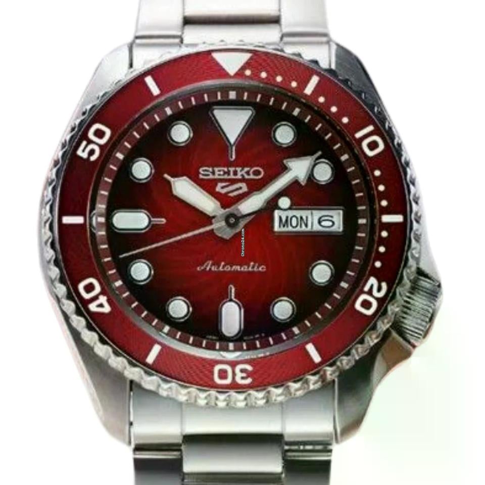 Seiko 5 Sports Mechanical Limited Edition Red Dial Silver Steel Strap Watch For Men - SRPK63K1 Buy Now By Seiko