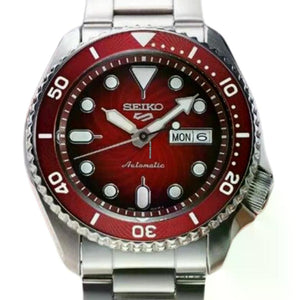 Seiko 5 Sports Mechanical Limited Edition Red Dial Silver Steel Strap Watch For Men - SRPK63K1 Buy Now By Seiko