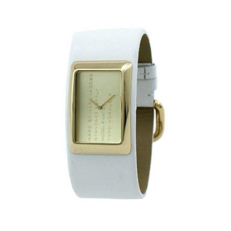 Marc Jacobs Champagne Dial White Leather Strap Watch for Women - MBM2043 Buy Now By Marc Jacobs