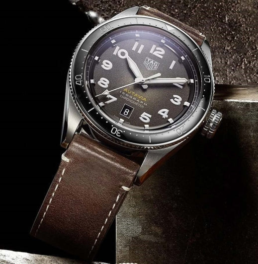 Tag Heuer Autavia Automatic Grey Dial Brown Leather Strap Watch for Men - WBE5114.FC8266 Buy Now By Tag Heuer