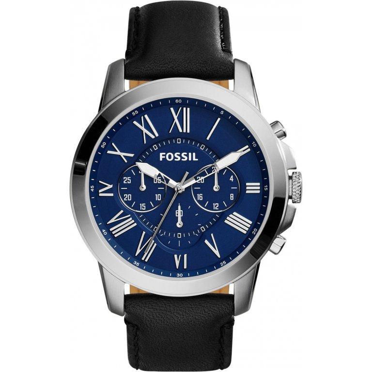 Fossil Grant Chronograph Blue Dial Black Leather Strap Watch for Men - FS4990 Buy Now By Fossil