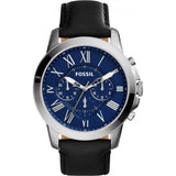 Fossil Grant Chronograph Blue Dial Black Leather Strap Watch for Men - FS4990 Buy Now By Fossil