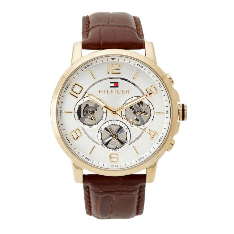 Tommy Hilfiger Keagan Quartz Silver Dial Brown Leather Strap Watch for Men - 1791291 Buy Now By Tommy Hilfiger