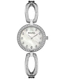 Bulova Crystal Collection Mother of Pearl Dial Silver Steel Strap Watch for Women - 96L223 Buy Now By Bulova