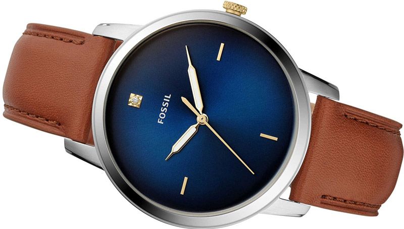 Fossil The Minimalist 3H Blue Dial Brown Leather Strap Watch for Men - FS5499 Buy Now By Fossil