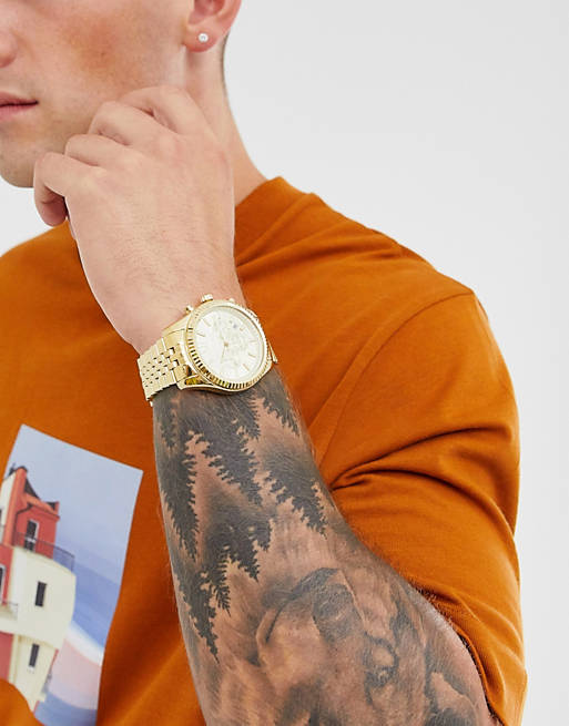 Michael Kors Lexington Gold Dial Gold Steel Strap Watch for Men - MK8281 Buy Now By Michael Kors