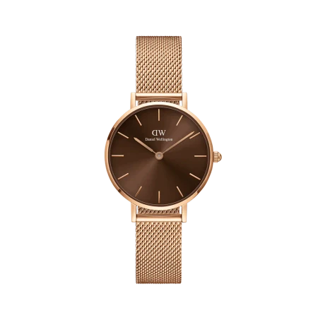 Daniel Wellington Petite Amber Brown Dial Gold Mesh Strap Watch For Women - DW00100476 Buy Now By Daniel Wellington