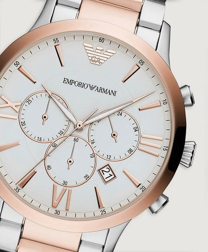 Emporio Armani Giovanni Chronograph Quartz White Dial Two Tone Steel Strap Watch For Men - AR11209 Buy Now By Emporio Armani