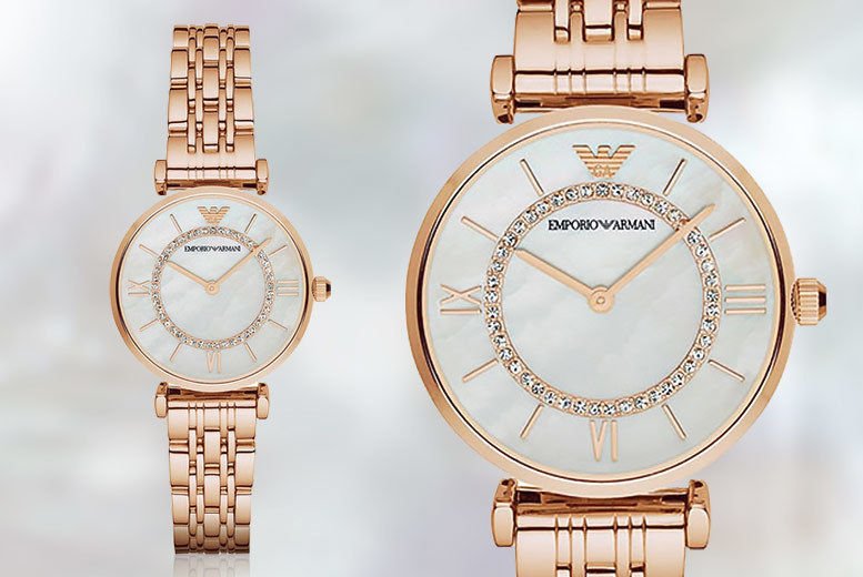 Emporio Armani Gianni T Bar Mother of Pearl Rose Gold Stainless Steel Strap Watch For Women - AR1909 Buy Now By Emporio Armani