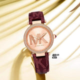 Michael Kors Parker Rose Gold Dial Maroon Leather Strap Watch For Women - MK2974 Buy Now By Michael Kors