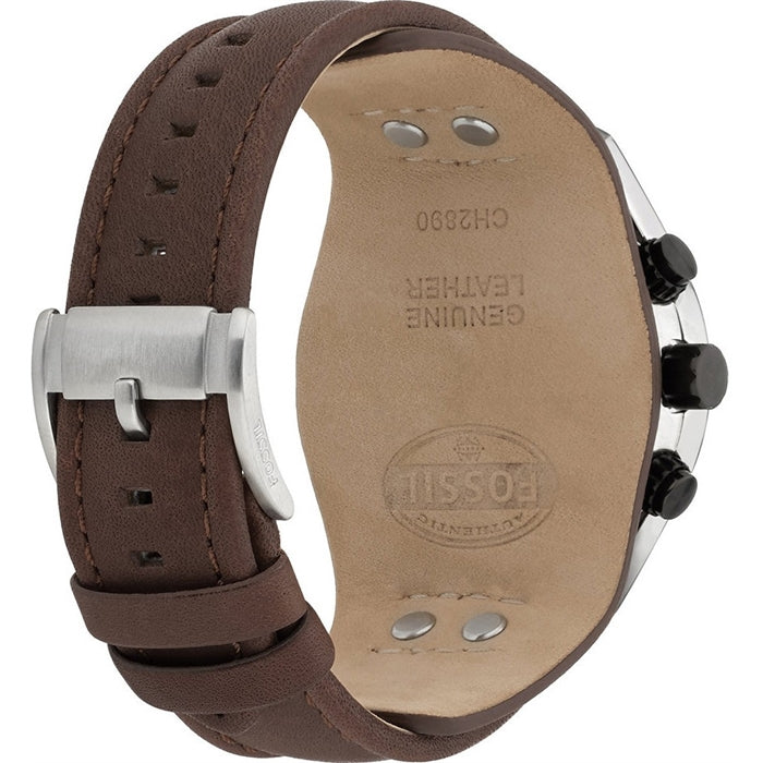 Fossil Coachman Chronograph White Dial Brown Leather Strap Watch for Men - CH2890 Buy Now By Fossil
