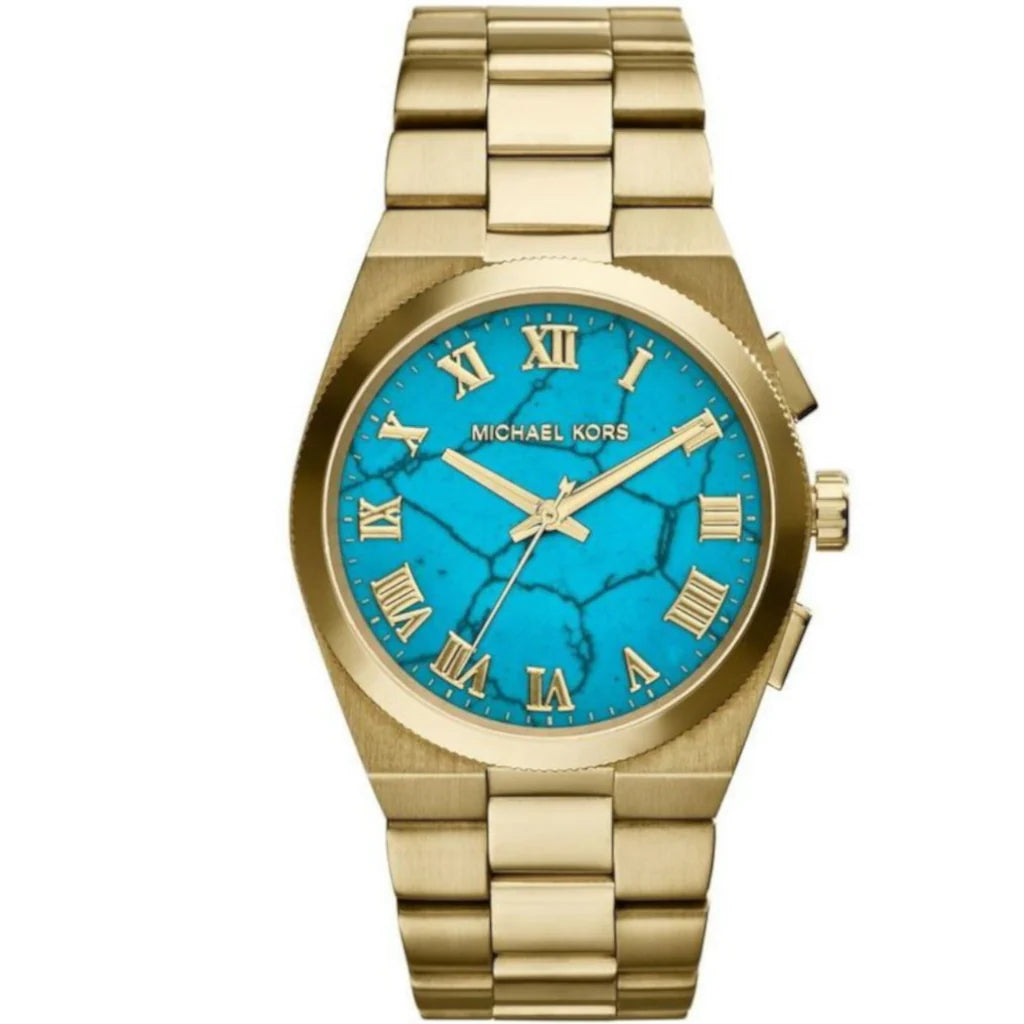 Michael Kors Channing Turquoise Dial Gold Steel Strap Watch For Women - MK5894 Buy Now By Michael Kors