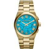 Michael Kors Channing Turquoise Dial Gold Steel Strap Watch For Women - MK5894 Buy Now By Michael Kors