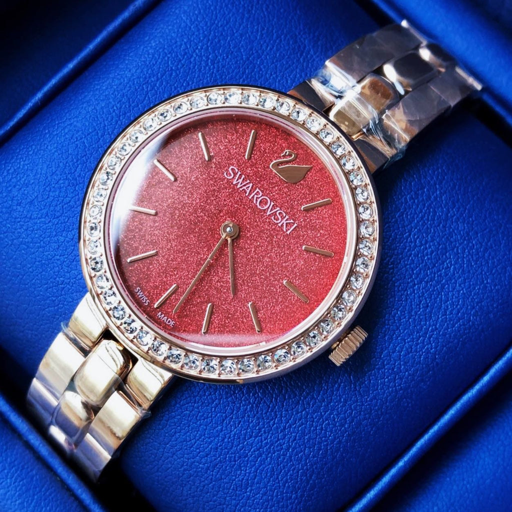 Swarovski Daytime Quartz Coral Dial Rose Gold Steel Strap Watch for Women - 5182250 Buy Now By Swarovski