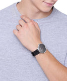 Emporio Armani Modern Slim Quartz Grey Dial Black Leather Strap Watch For Men - AR11162 Buy Now By Emporio Armani