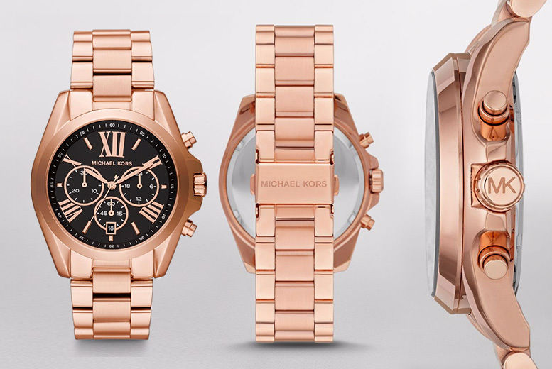 Michael Kors Bradshaw Black Dial Rose Gold Steel Strap Watch for Women - MK5854 Buy Now By Michael Kors