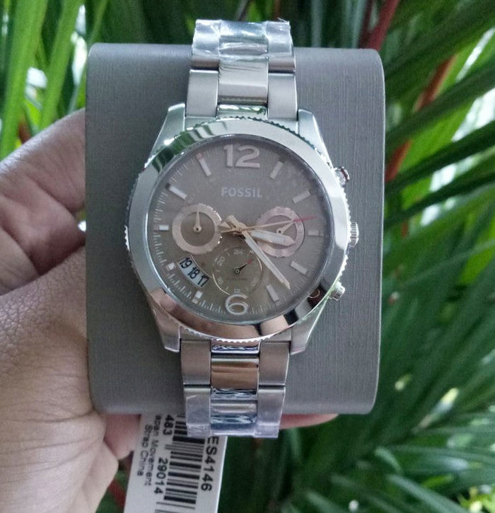 Fossil Perfect Boyfriend Taupe Dial Silver Steel Strap Watch for Women - ES4146 Buy Now By Fossil