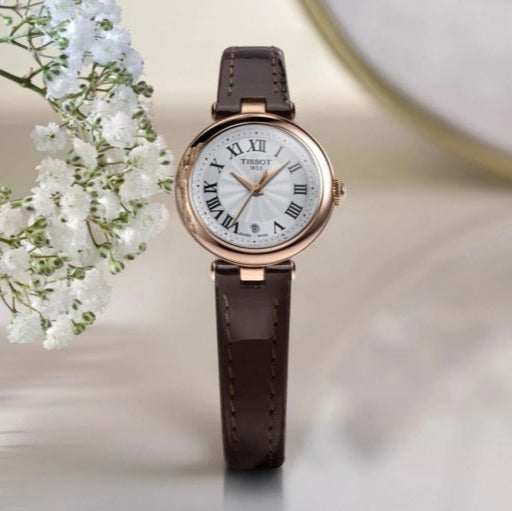 Tissot Bellissima Automatic Silver Dial Brown Leather Strap Watch For Women - T126.207.36.013.00 Buy Now By Tissot