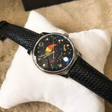 Gucci G-Timeless Moonphase Black Dial Black Leather Strap Watch For Men - YA1264045 Buy Now By Gucci