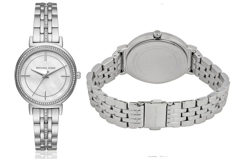 Michael Kors Cinthia White Mother of Pearl Dial Silver Steel Strap Watch for Women for Women - MK3641 Buy Now By Michael Kors