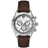 Versace Classic Chronograph Quartz Silver Dial Brown Leather Strap Watch For Men - VEV700119 Buy Now By Versace