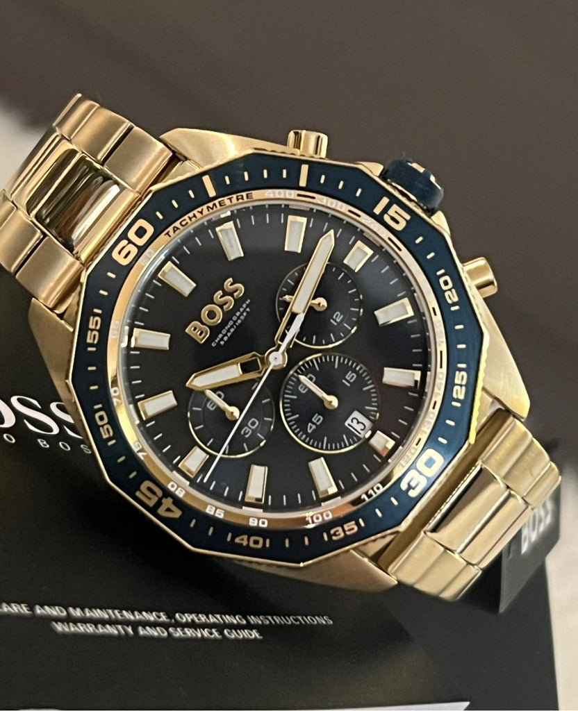 Hugo Boss Energy Chronograph Blue Dial Gold Steel Strap Watch For Men - 1513973 Buy Now By Hugo Boss