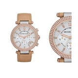 Michael Kors Parker Chronograph White Dial Tan Leather Strap Watch for Women - MK5633 Buy Now By Michael Kors