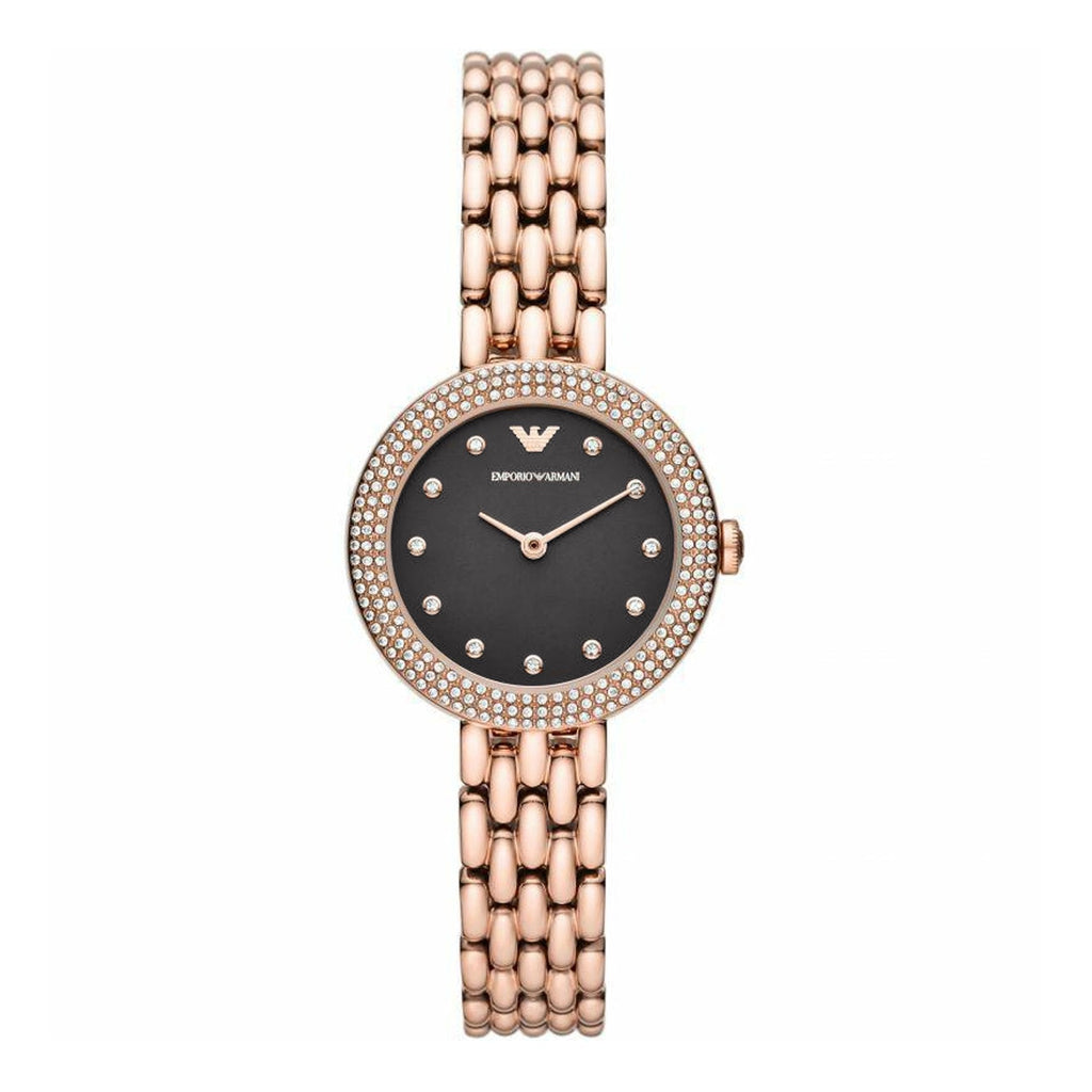 Emporio Armani Rosa Quartz Mother of Pearl Black Dial Rose Gold Steel Strap Watch For Women - AR11372 Buy Now By Emporio Armani