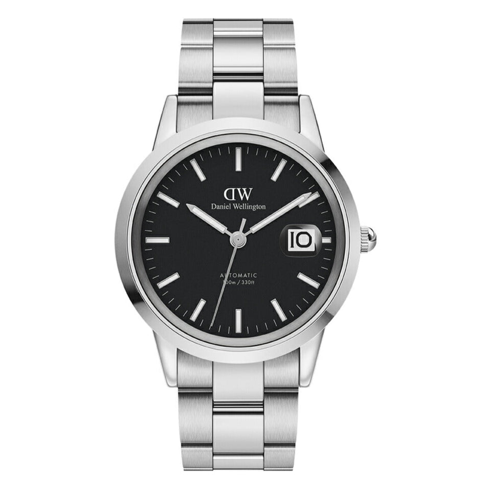 Daniel Wellington Iconic Link Black Dial Silver Steel Strap Watch for Women - DW00100204 Buy Now By Daniel Wellington
